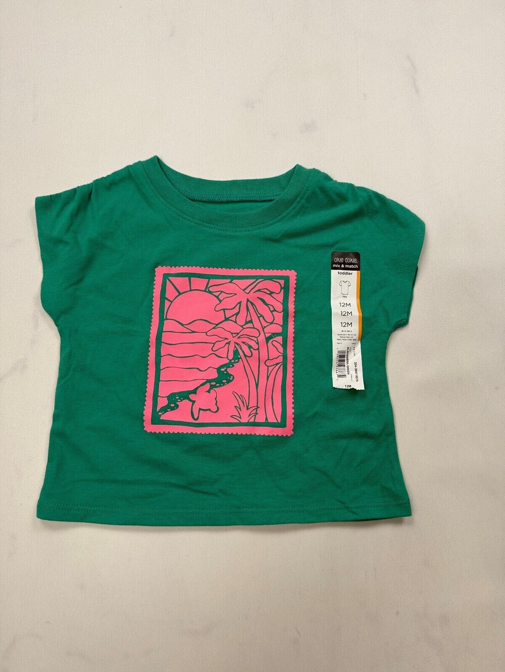 Okie Dokie Graphic Tee T Shirt Green 2000s Statement Piece - Girls 12M
